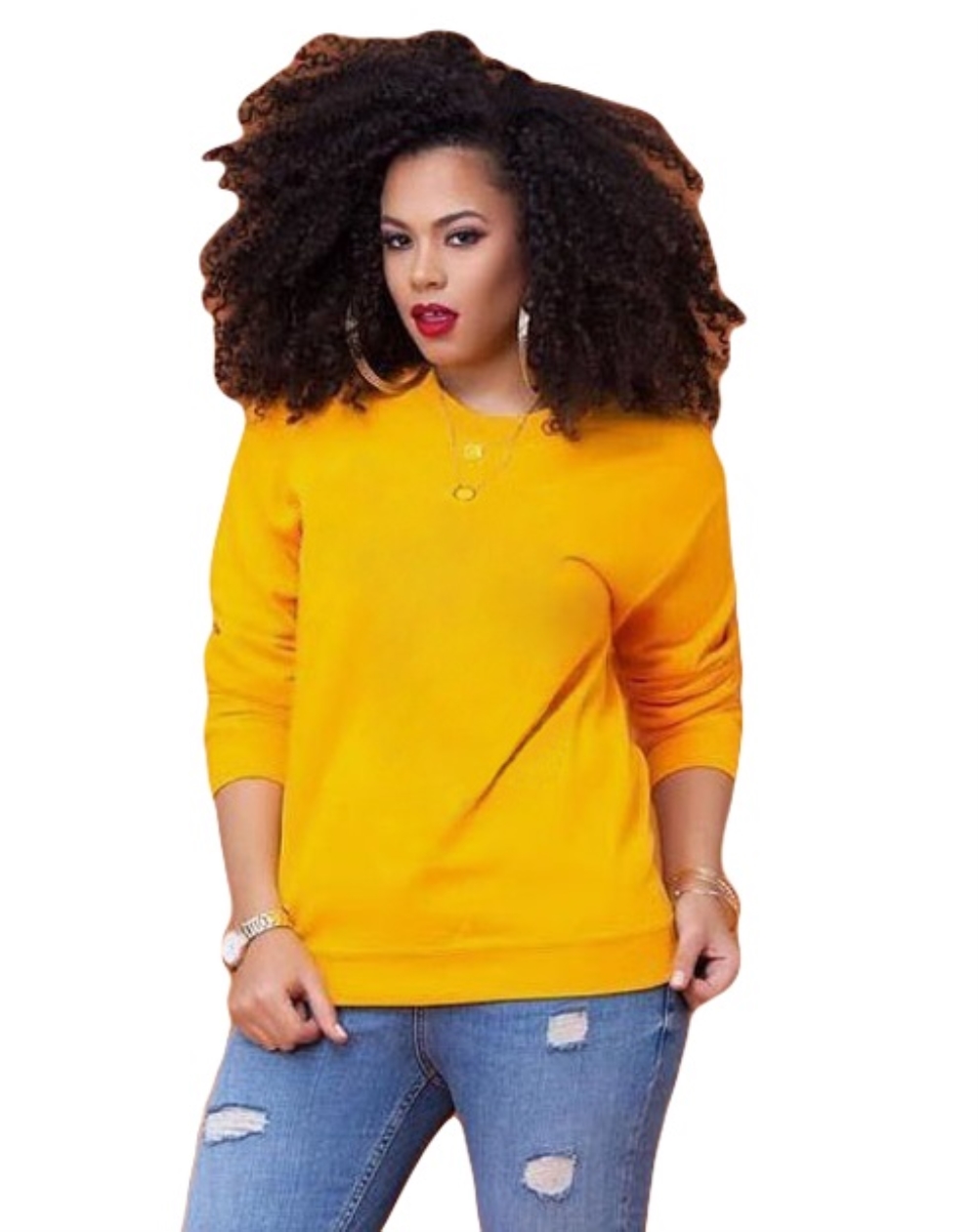 Autumn Round Neck Plain Shirt