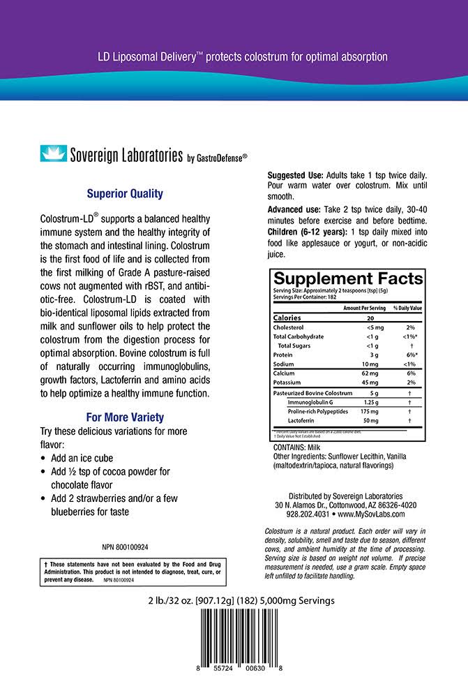 Colostrum LD Powder, Natural Vanilla Flavor :: 32 oz. (907 Grams)
