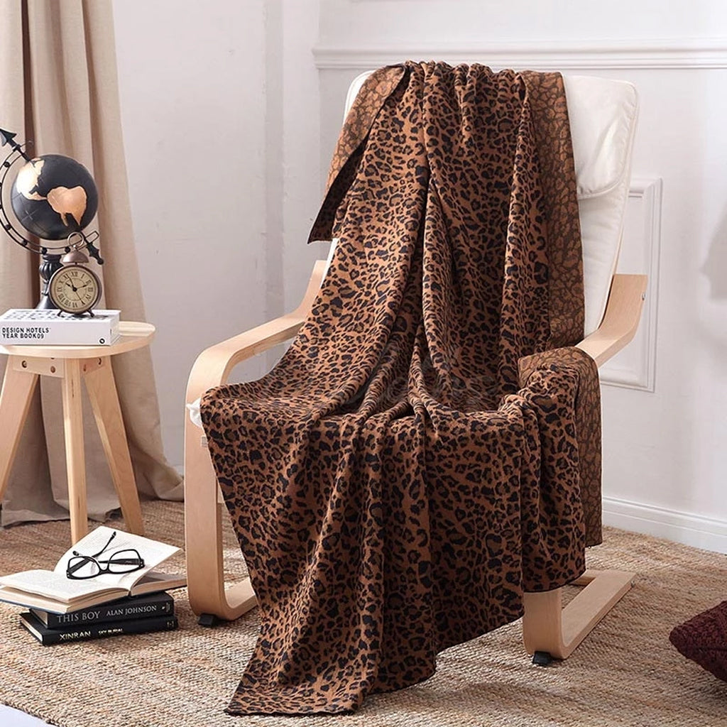 Leopard Knit Wool Blankets