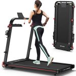 OMA 1012EB Folding Treadmill for Small Spaces Foldable Portable Compact Walking Running Treadmills for Home Gym- Black