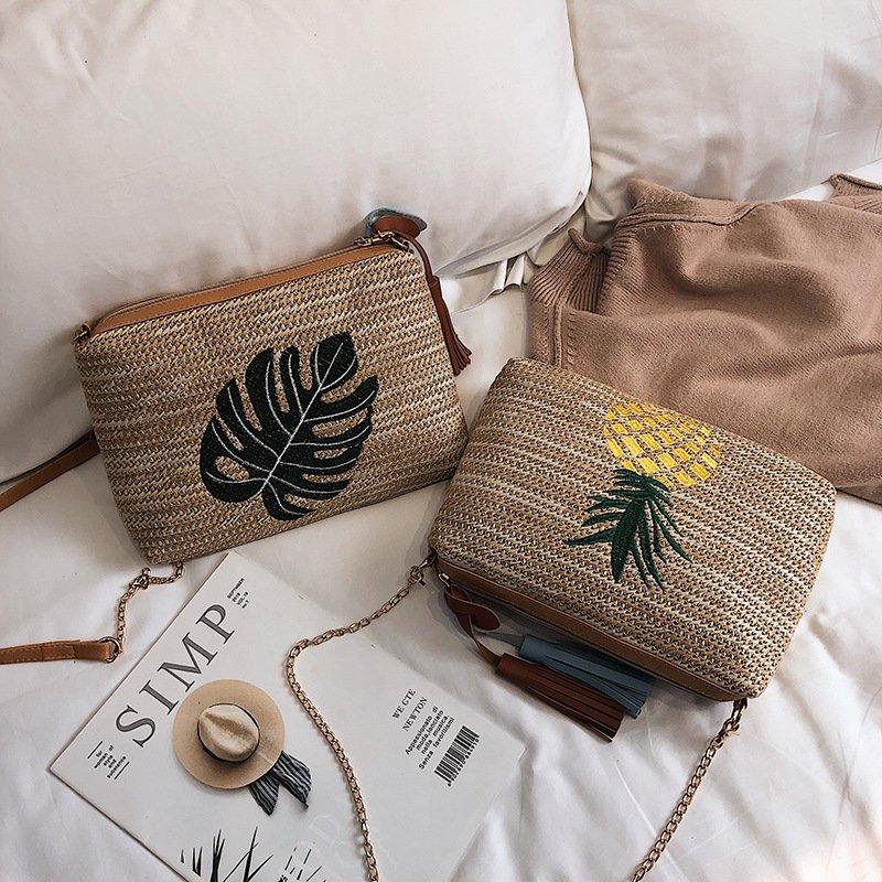 Women's Beach Embroidery Tassel Zipper Bag Handbag