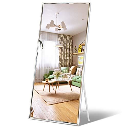 Full Length Mirror Standing/Wall Hanging with Vertical White Frame/65���x23.6���