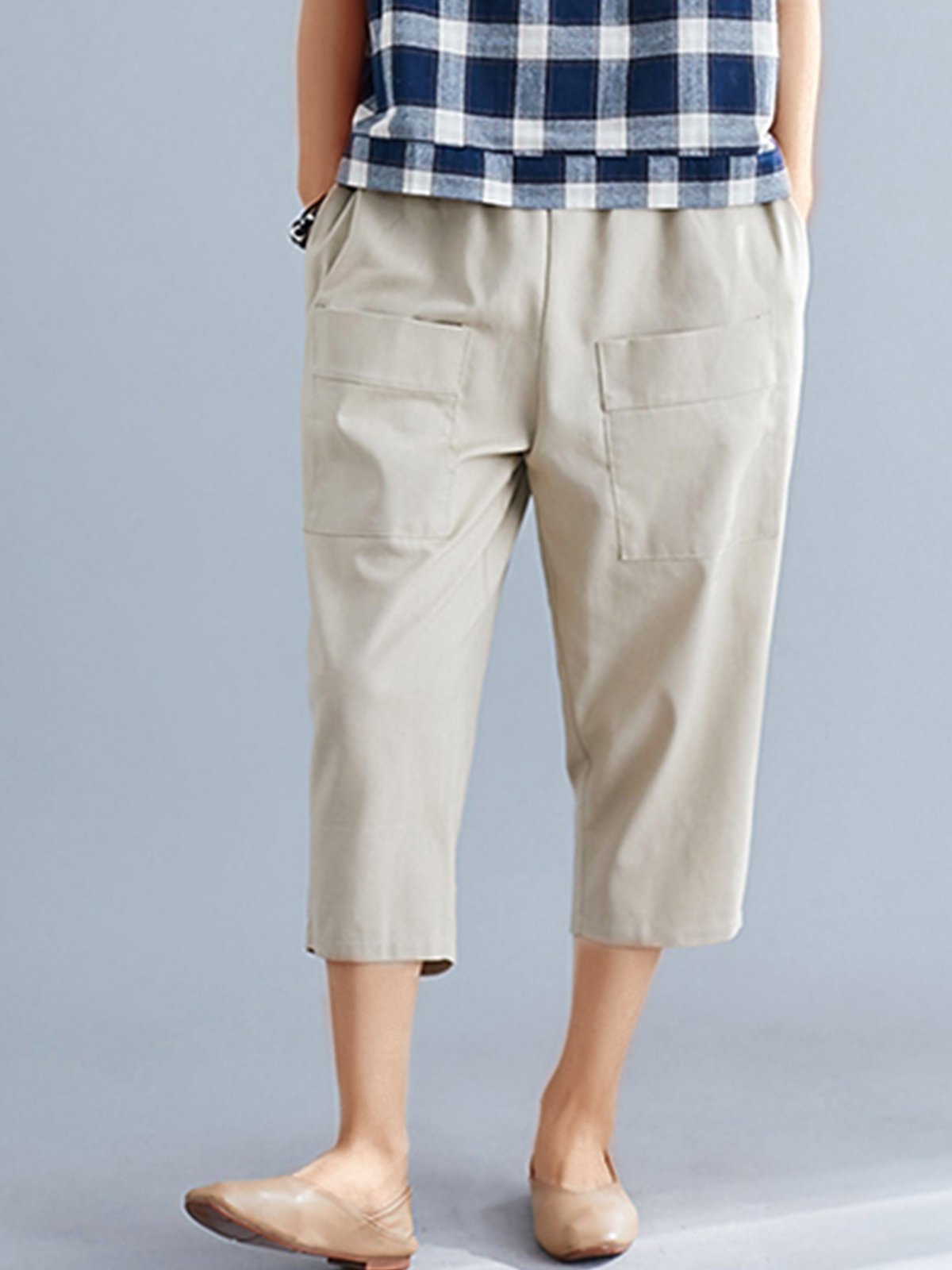 Plus Size Women Plain Casual Pants