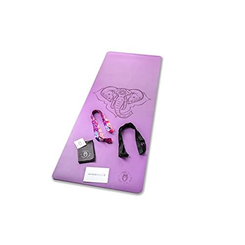 Modern Body Extra Thick Yoga and Fitness Mat �?Natural Eco Friendly Rubber- Elephant  Purple