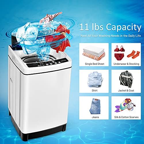 Machine, 11Lbs Capacity Full-automatic Washer with 8 Wash Programs