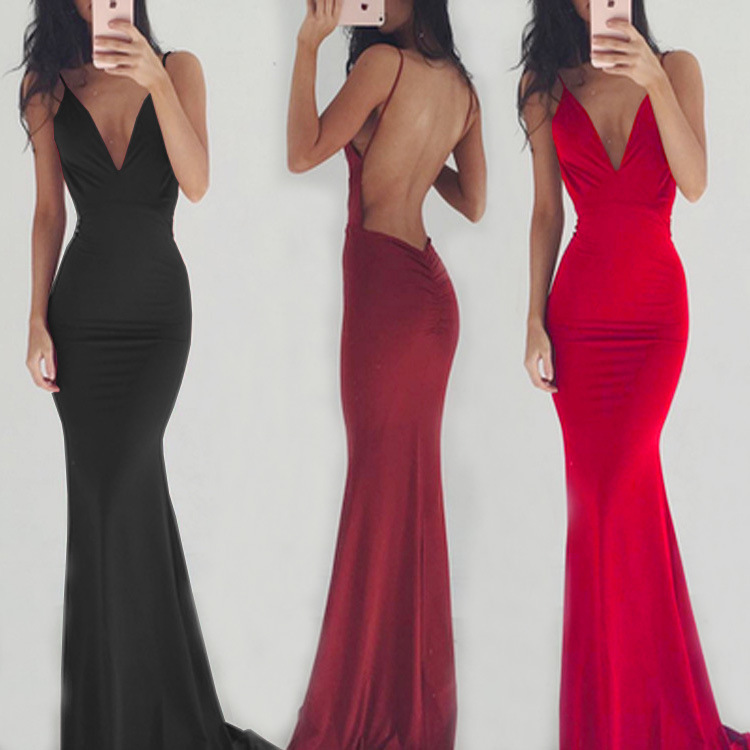 Sexy Dress sleeveless Sling Backless Dress Long skirt