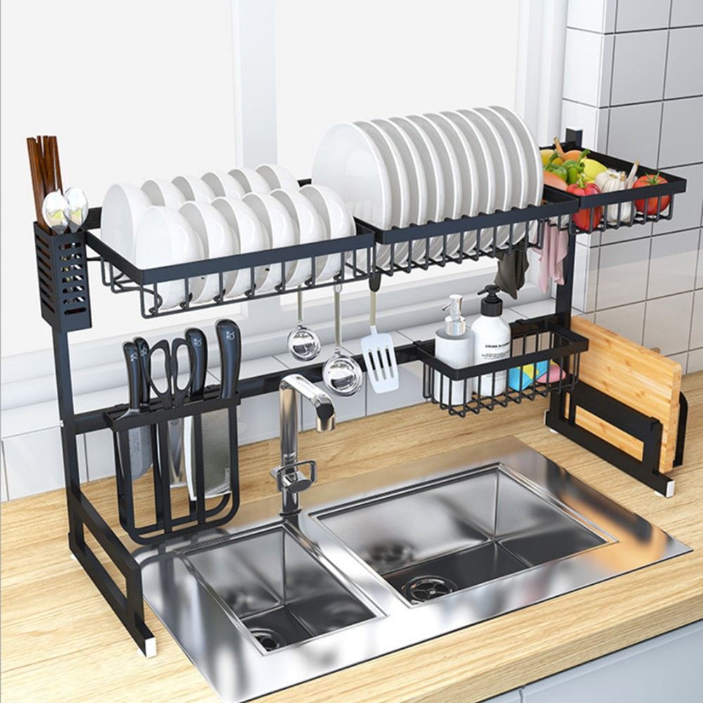Over the Sink Stainless Steel Dish Rack Kitchen Dish Drainer