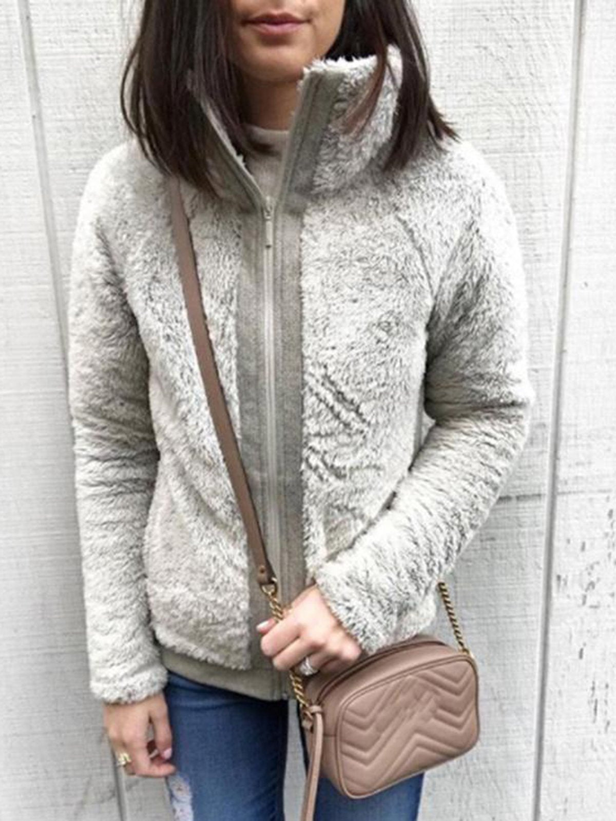 Turtleneck Solid Pockets Long Sleeve Coats