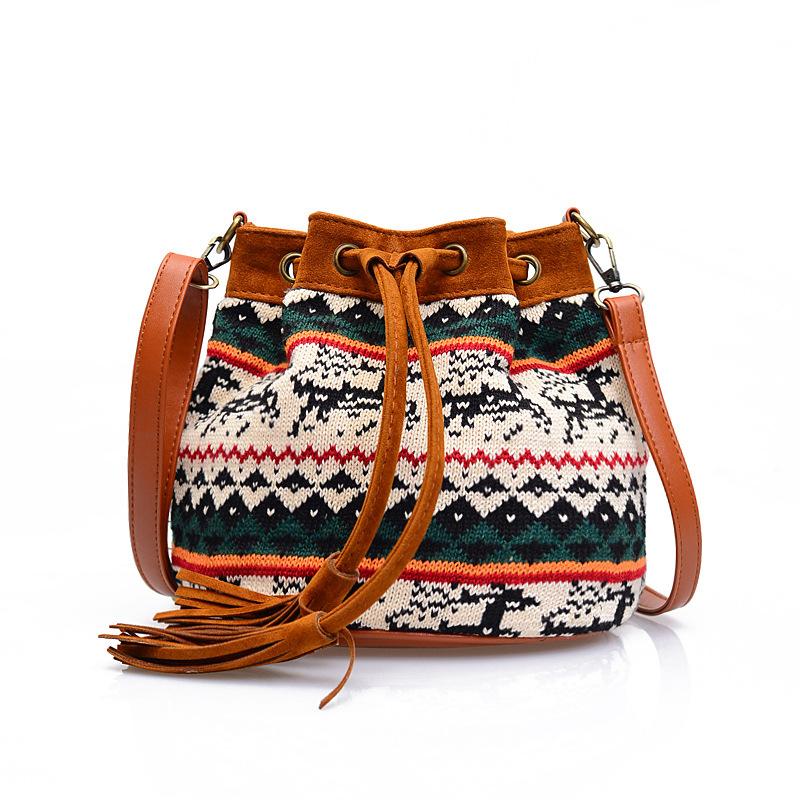 Christmas Moose Bucket Small Satchel Crossbody Bags