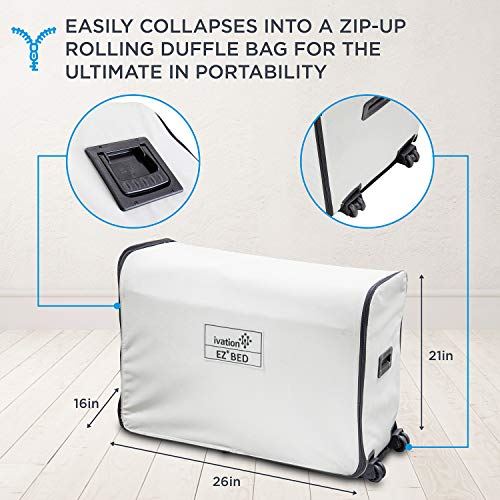 Ivation EZ-Bed (Queen) Air Mattress with Frame & Rolling Case, Self Inflatable