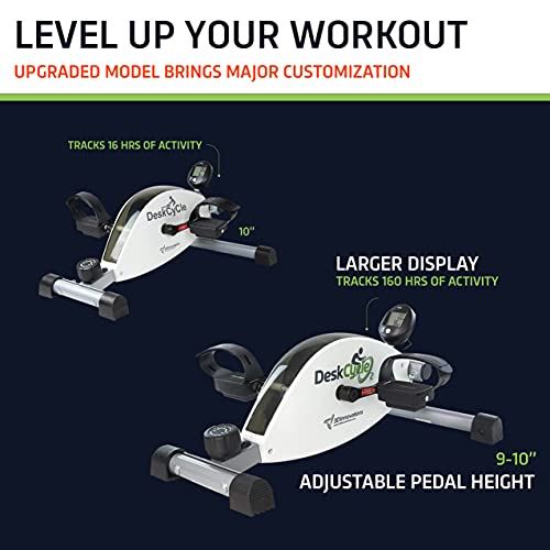 DeskCycle 2 Under Desk Bike Pedal Exerciser with Adjustable Leg �C Mini Exercise Bike Desk Cycle- White