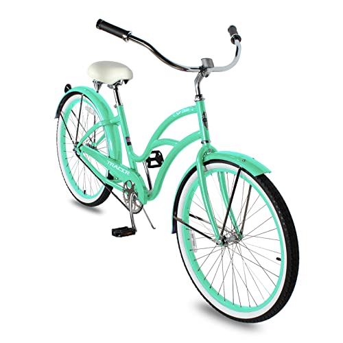 26 Inch Wheels, Hi Ten Steel Frame, Shimano 1/7 Speed, Hybrid Bike for Women