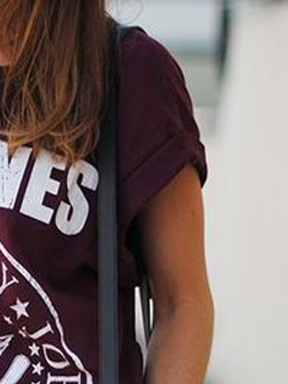 Casual knitted crew neck print T-shirt