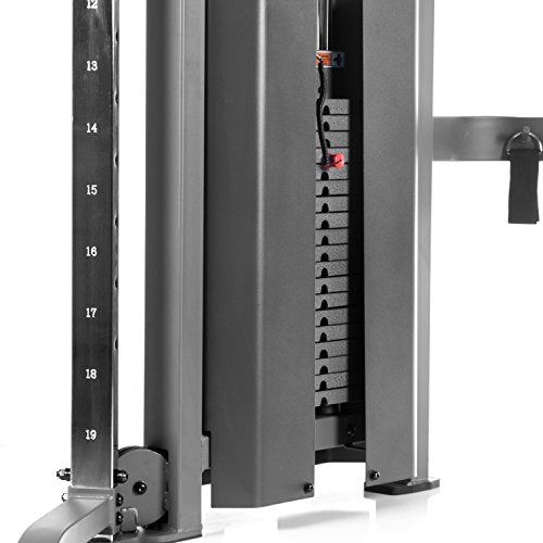 XMARK Functional Trainer Cable Machine with Dual 200 lb Weight Stacks, 19 Adjustments- Silver