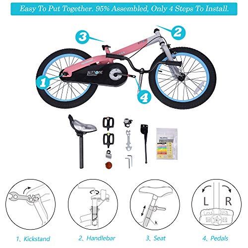 Boys Girls Kids Bike 18 Inch Matte Button Bicycles with Kickstand Child Bicycle
