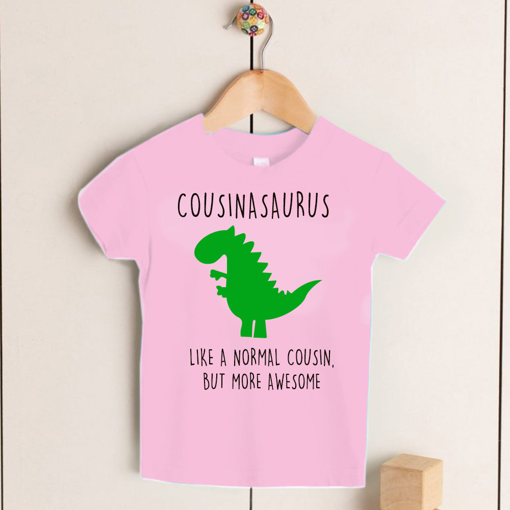 Personalised Cousinasaurus Kids Dinosaur T-Shirt, Birthday Gift for Your Children