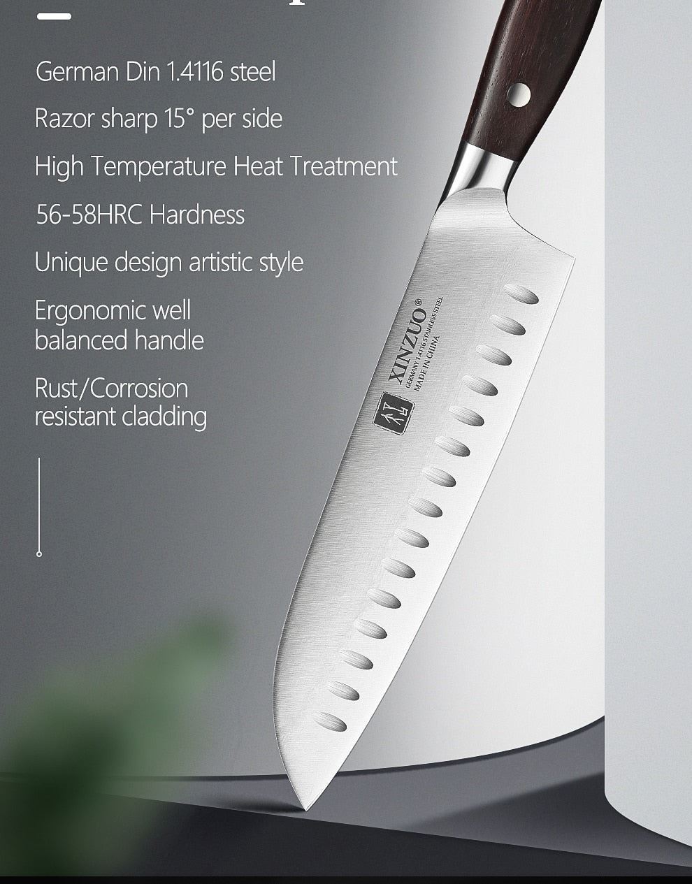 Professional Full 7 PCS Knife Set German 1.4116 Stainless Steel Kitchen Knives Sets Best Kitchen