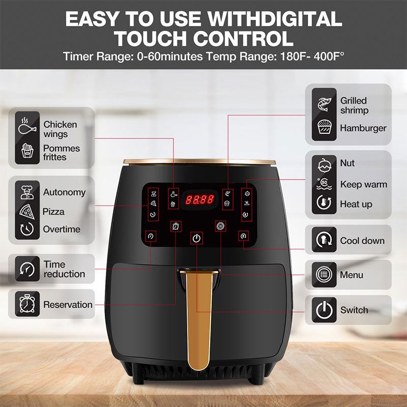 Air Fryer 4.5L Smart Cooking Multi-Function Fryer 1400W Fried Chicken Fries Touch