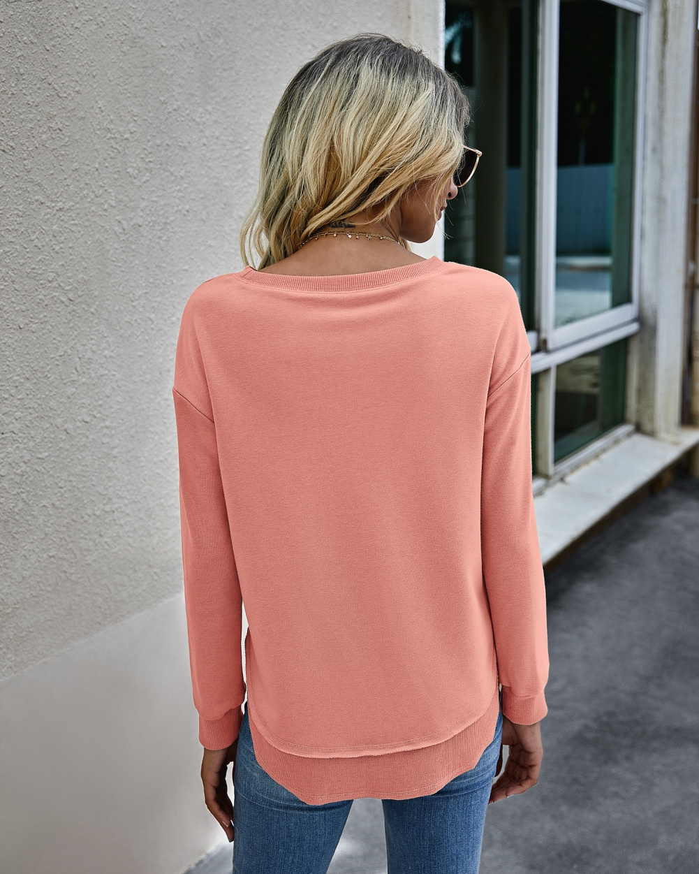 Falls Round Neck Slit Sweat Shirt