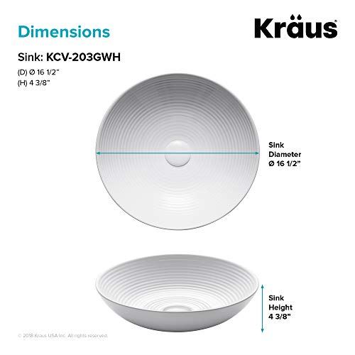 Above counter Round Bathroom Sink, 16.5 x 16.5 x 4.38 inches, White