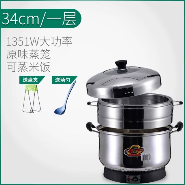 Electric Steamer Multi-layer Automatic Power-off Large Capacity Stainless Steel Steamer Food Warmer Steamer