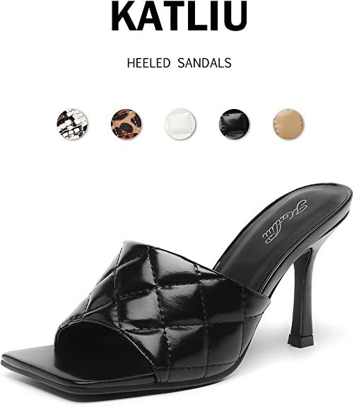 katliu Women��s Square Open Toe Heeled Sandals
