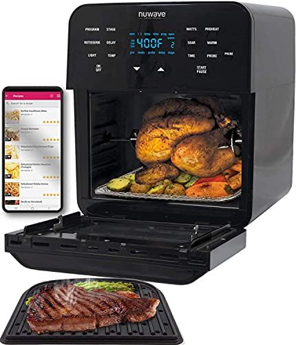 15.5-Quart Large Capacity Air Fryer Oven + Grill; Probe; 2 Stainless Steel Racks