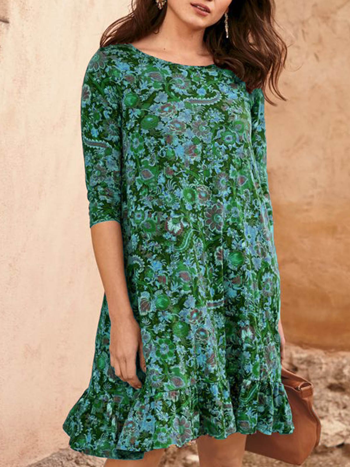 Red Vintage Round Neck Dresses