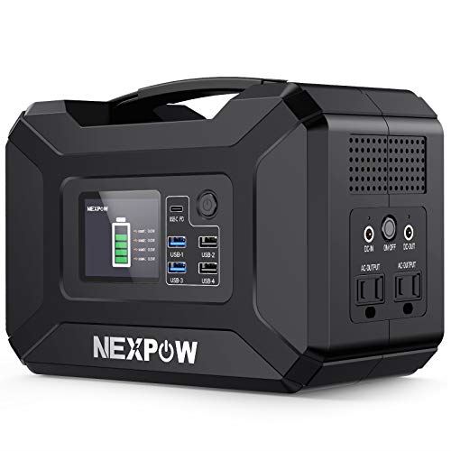 N E X P O W Portable Power Station, 296Wh 80000mAh Solar Generator 110V/300W