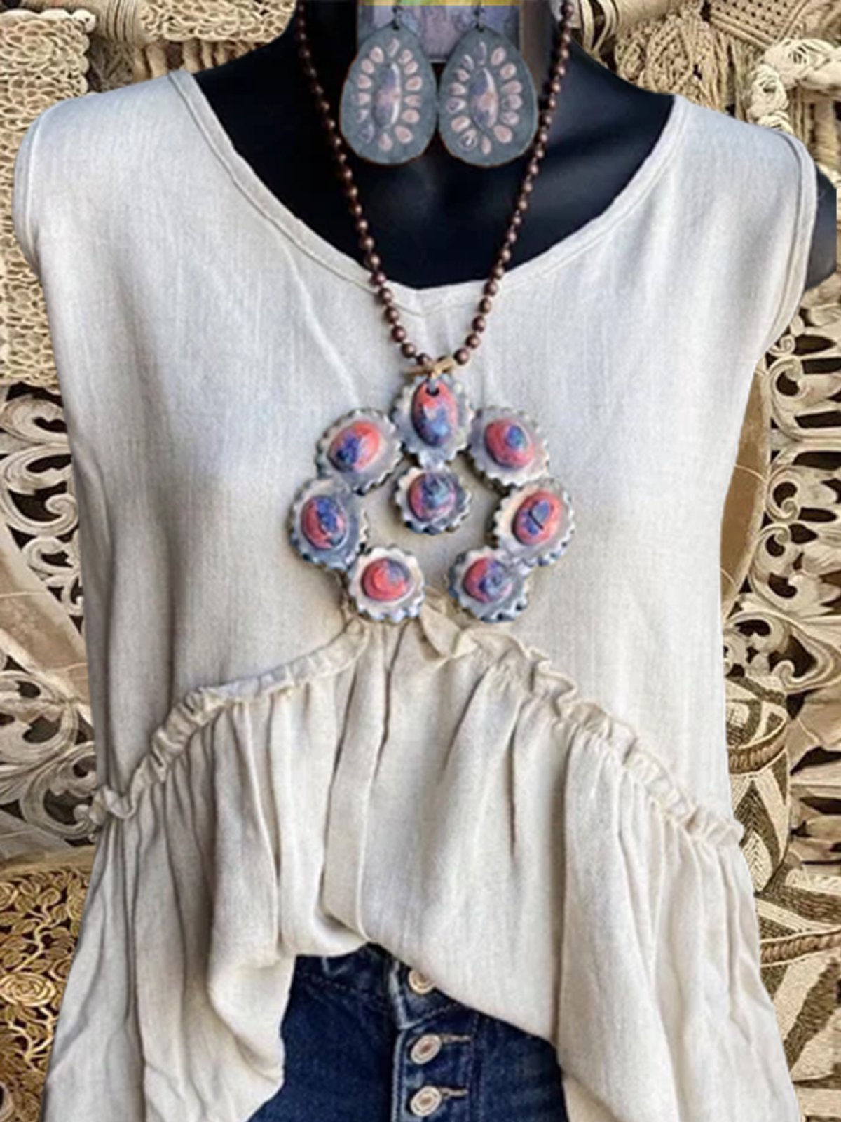 Cotton-Blend Short Sleeve Casual Shirts & Tops