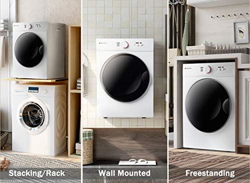 Dryer Front Load, Compact Electric Clothes Dryer with Stainless Steel Tub