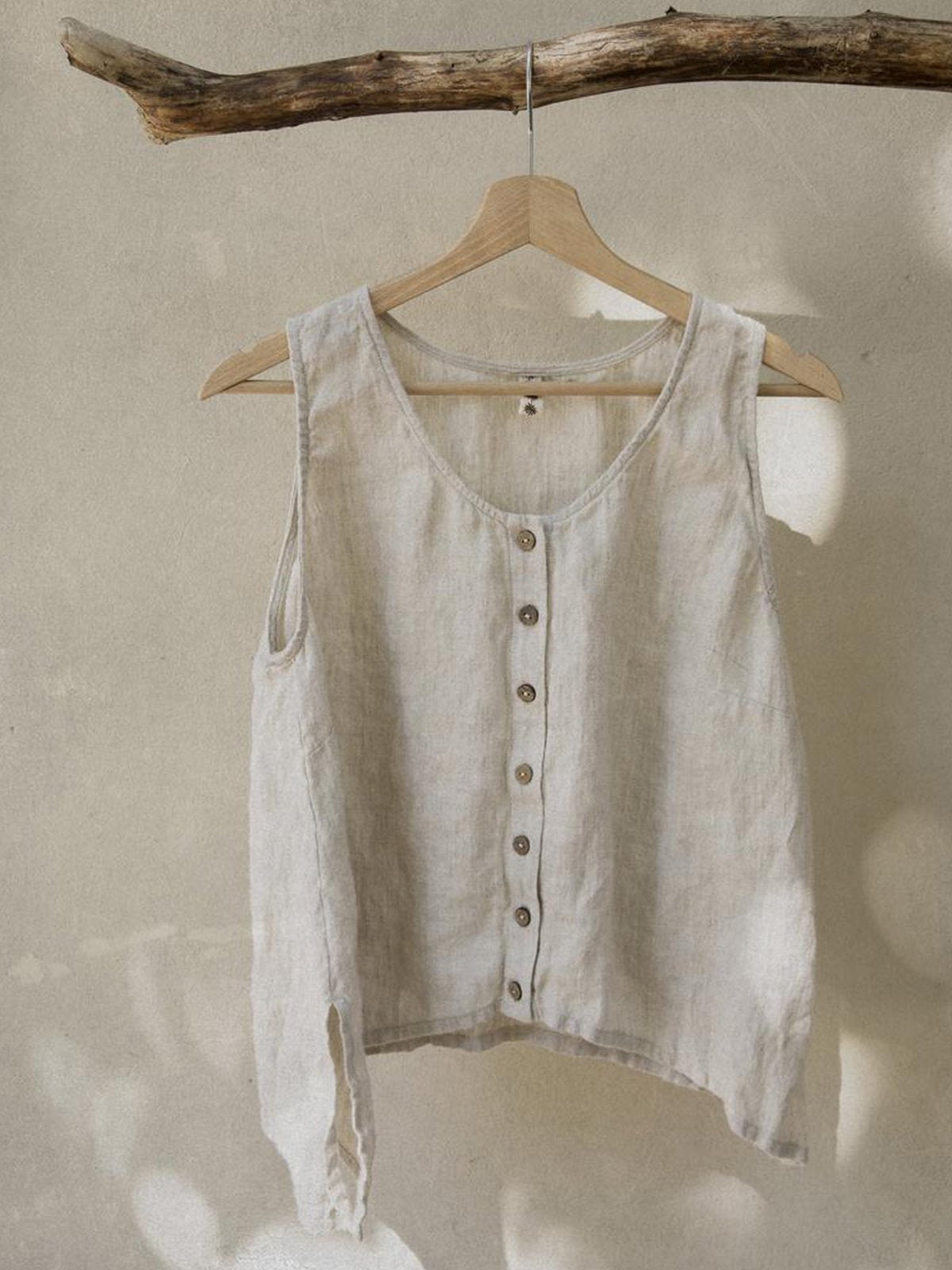 Casual Sleeveless Round Neck Plus Size Tops