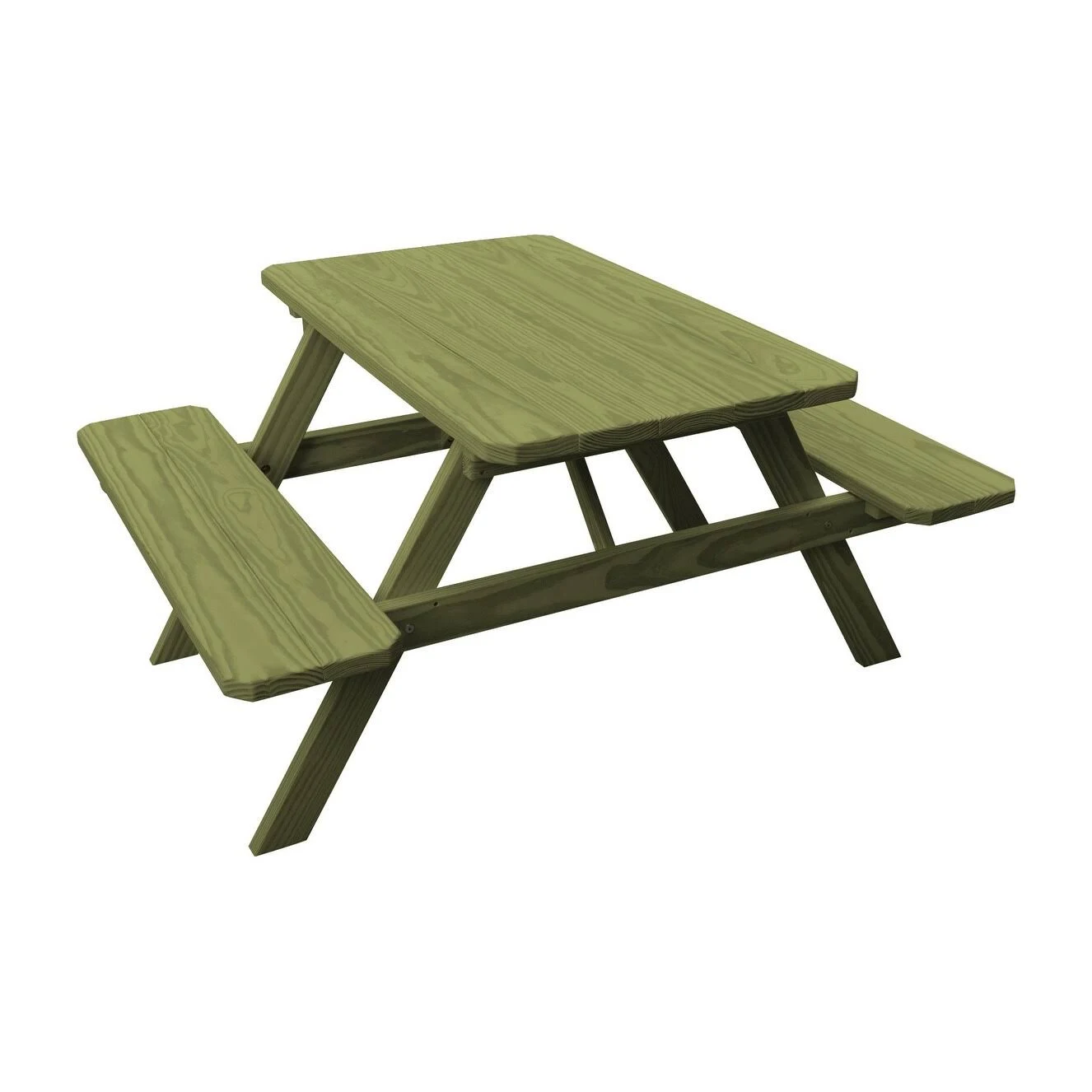 Pressure Treated Pine 4& Picnic Table with Attached Benches - Linden Leaf Stain