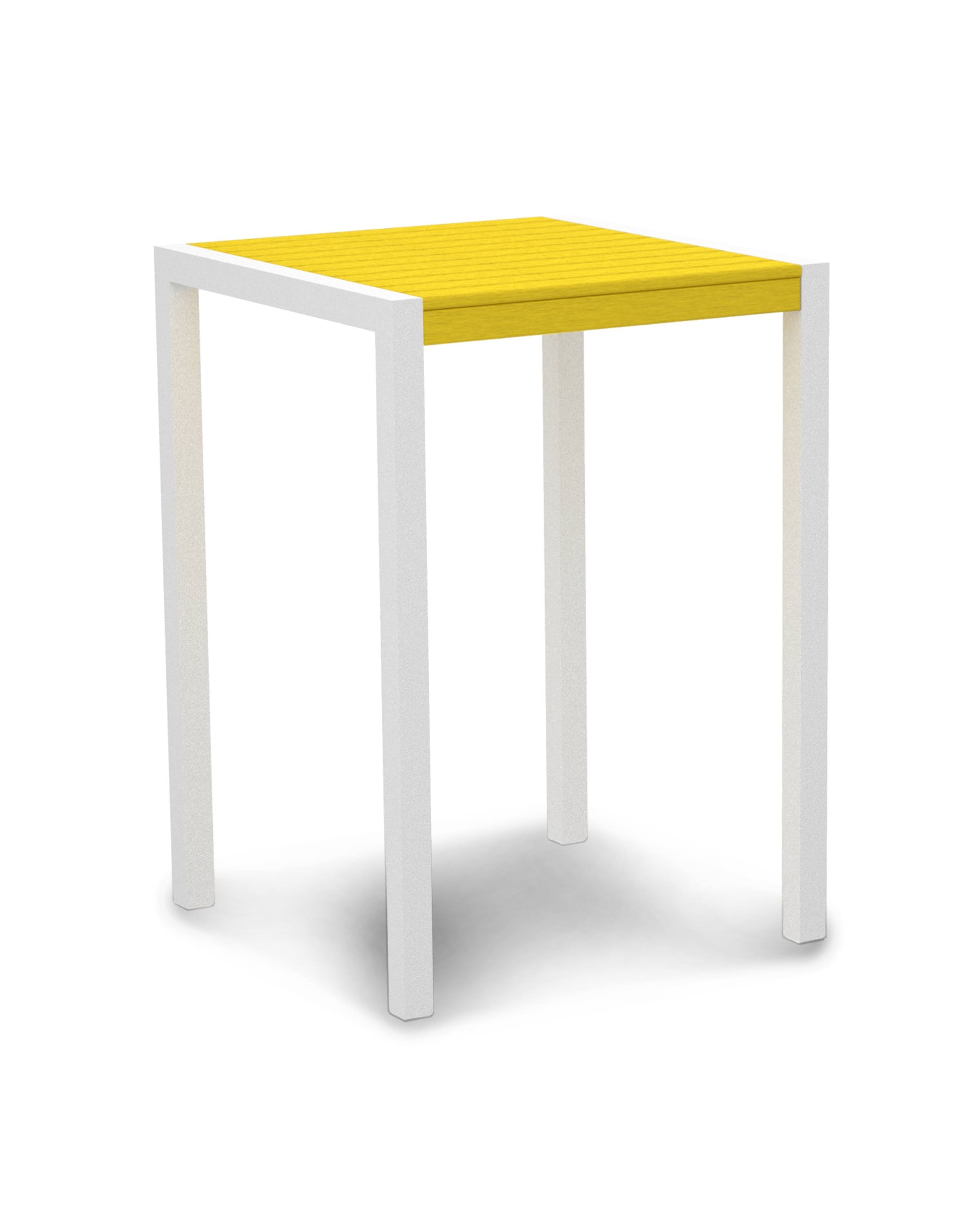 POLYWOOD Mod 30x22 Bar Table - Satin White - Lemon