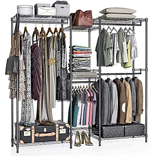 Upgrade 5 Tiers Wire Garment Rack with 74.4′′ L x 18′′ L x 72.4′′