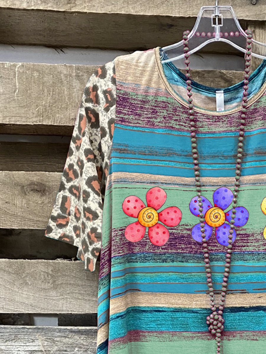 Blue Crew Neck Casual Shirt & Top