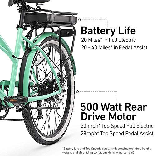 sixthreezero Around The Block Women’s Electric Bicycle, 7-Speed Beach Cruiser Ebike