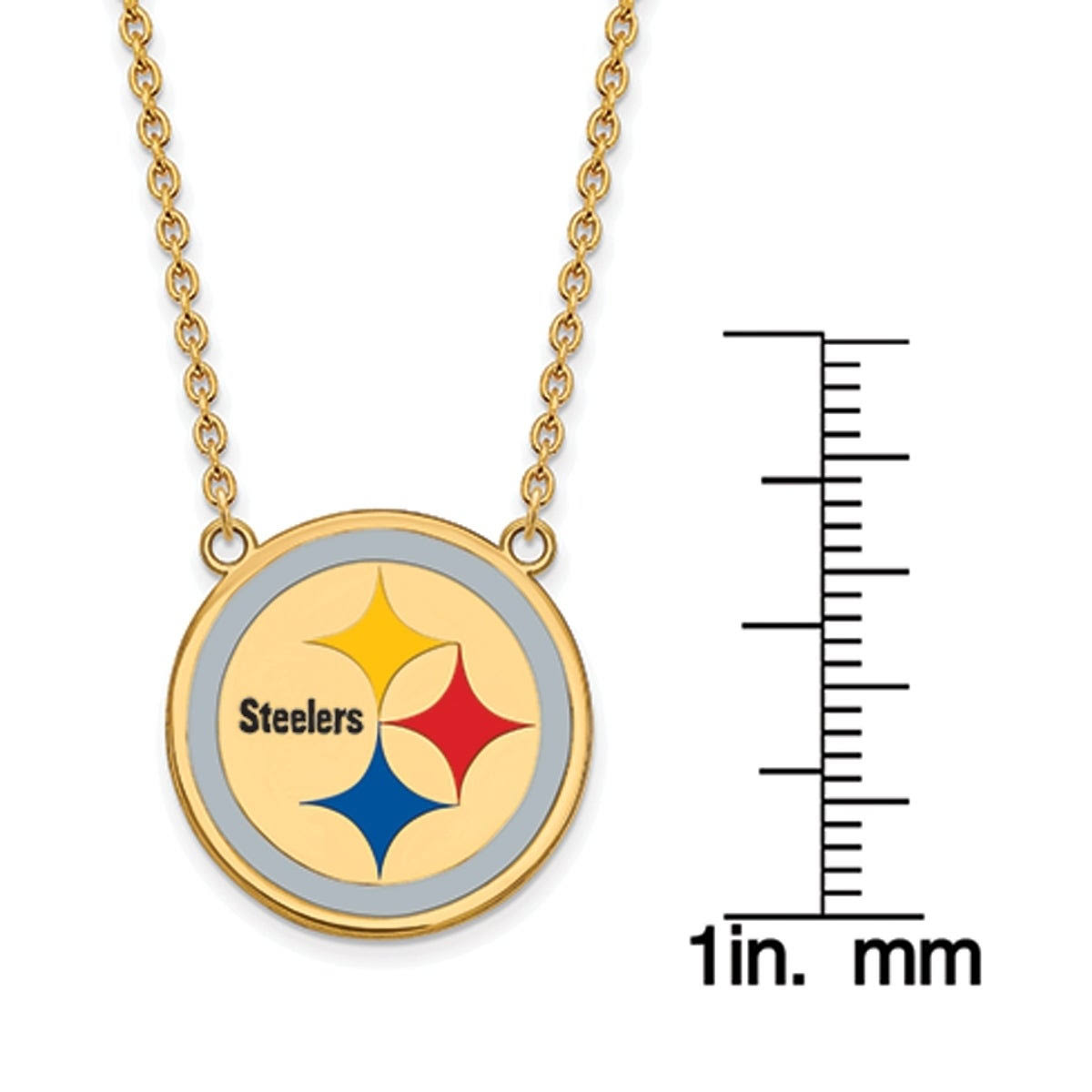 Pittsburgh Steelers Sterling Silver Gold Plated Large Enameled Pendant Necklace