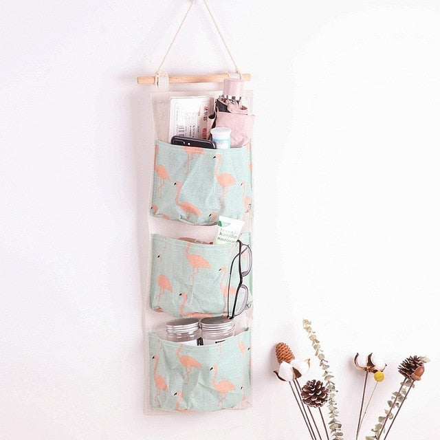 3 Pockets Wall Hanging Bag Linen Closet Organizer