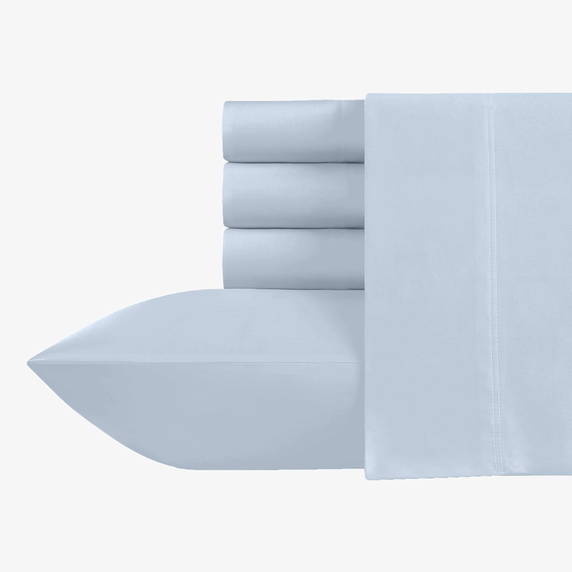 Split King Sheets for Adjustable Bed - Light Blue Color, 500 Thread Count 100% Real Cotton, Silky Sateen Weave 5 Piece Bed Sheet