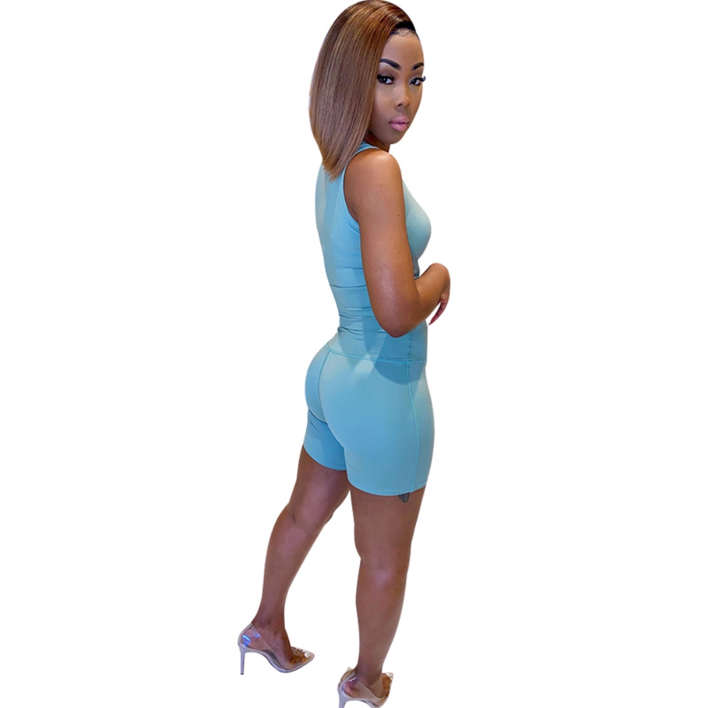 Sleeveless Two Piece Biker Shorts Set