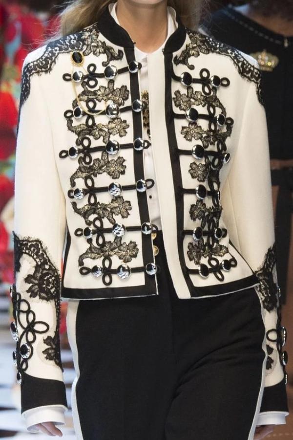 Elegant Stand Collar Inwrought Splicing Button Blazer