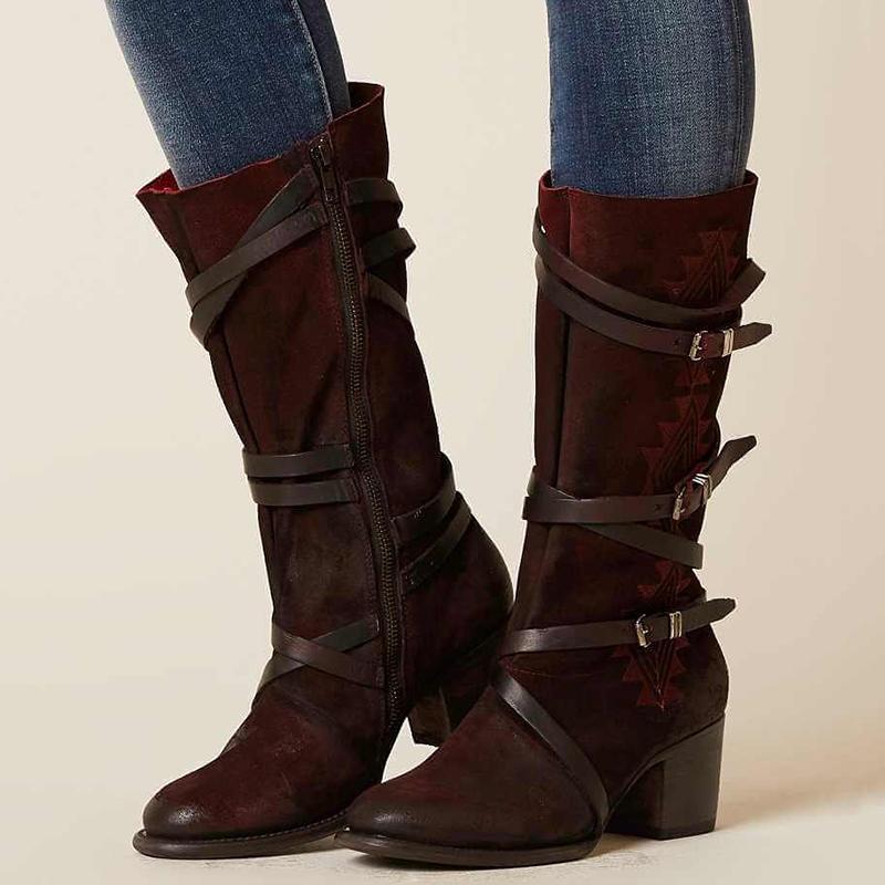 Women Vintage Booties Casual Zipper Plus Size Shoes