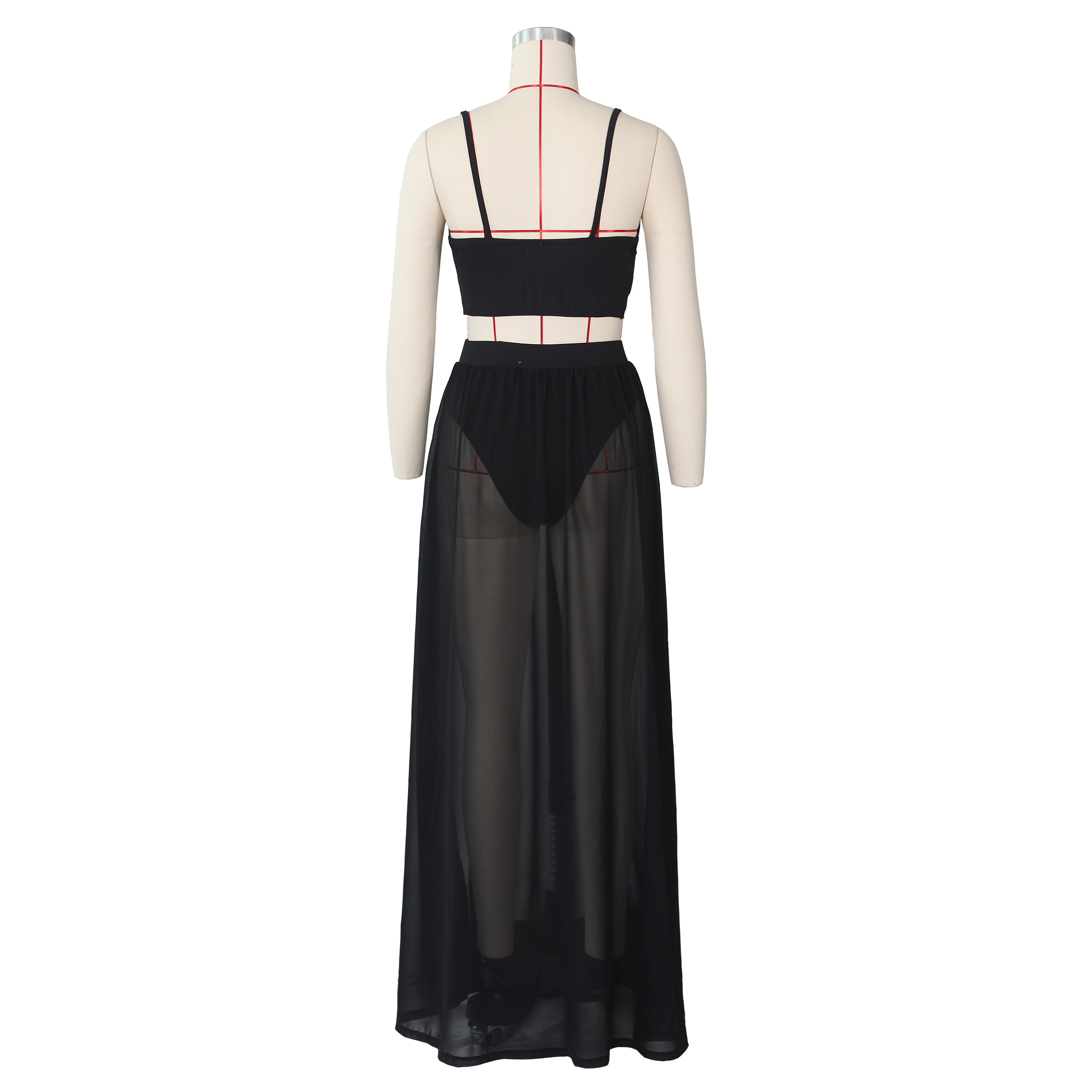 Sexy Straps Crop Top and Slit Maxi Skirt