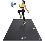Premium Large Exercise Mat 6’x4.5’x7mm, Ultra Durable Workout Mats for Home Gym Flooring, Non-Slip- Black