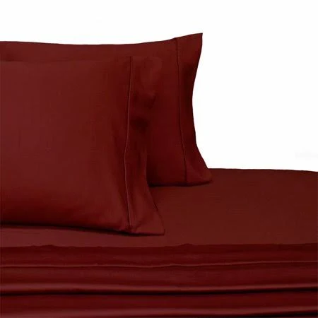 Royal Tradition Soft Wrinkle-Free Split Adjustable King Sheets 100% Brushed Microfiber Easy Care Sheet Set - Burgundy, Siz
