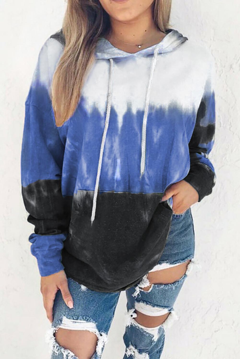 Sky Blue Gradient Long Sleeve Pullover Hoodie