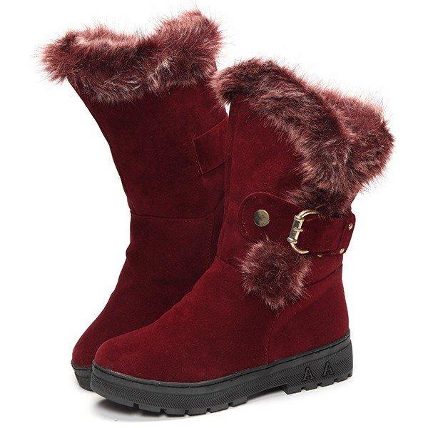Winter Suede Round Toe Warm Ankle Boots