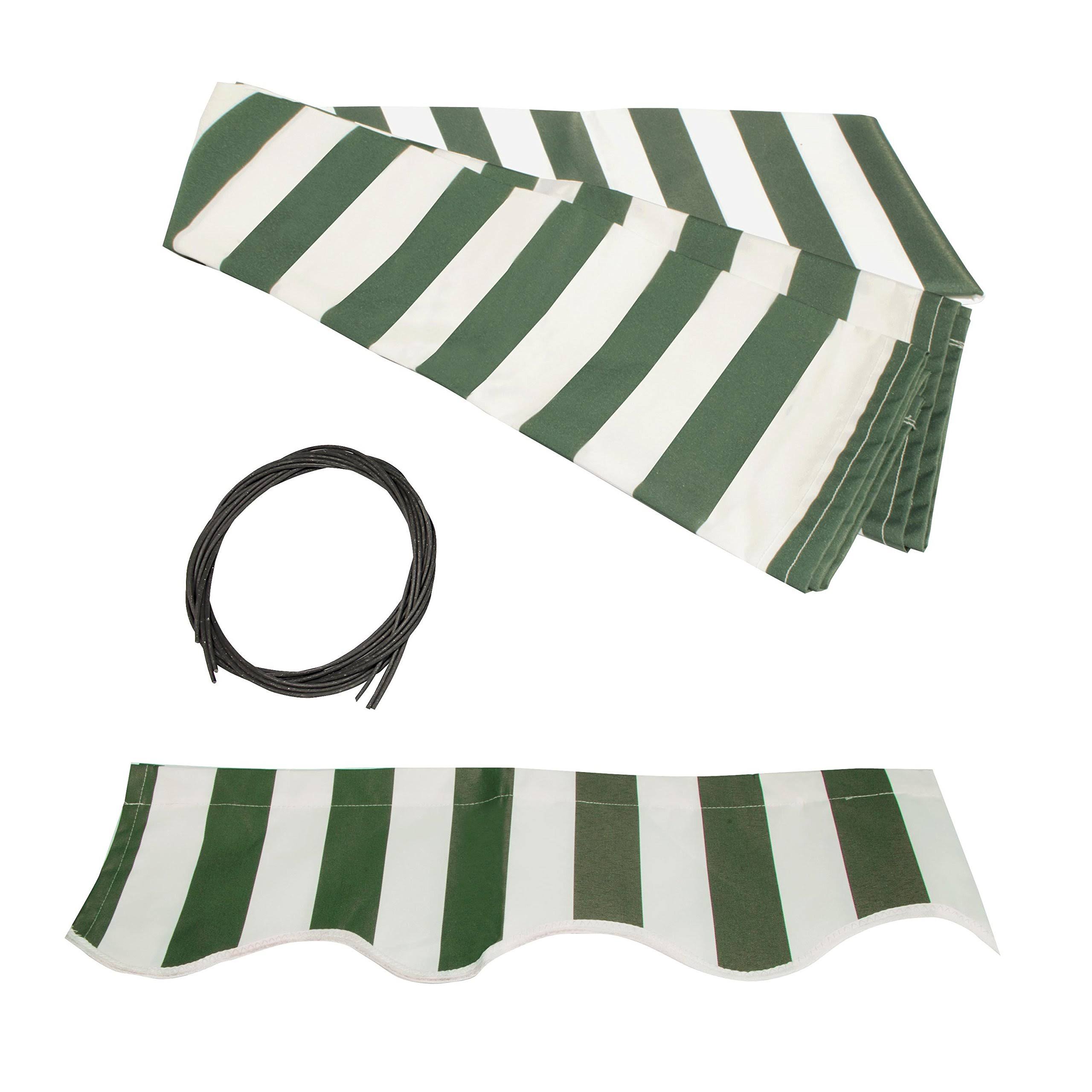 Aleko FAB16X10GRWT00 Retractable Awning Fabric Replacement 16 x 10 Feet Green and White Striped