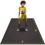 Large Exercise Mat 6′ x 4′ x 7mm | Ultra-Durable Non-Slip Rubber Workout Mat for Home Gym Flooring | Ideal for Cardio, Yoya – Black